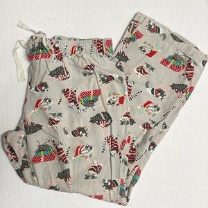 Flannel Christmas Cat Print Pants